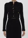 Balenciaga Crop Bouclé Cardigan In Black