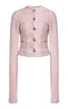 Balenciaga Cropped Tweed Cardigan Sweaters And Cardigans Pink In Pink