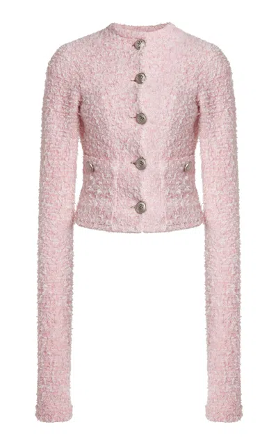 Balenciaga Cropped Tweed Cardigan Sweaters And Cardigans Pink