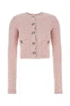 Balenciaga Cropped Tweed Cardigan Sweaters And Cardigans Pink