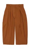 Balenciaga Cropped Cotton Canvas Barrel-leg Pants In Brown