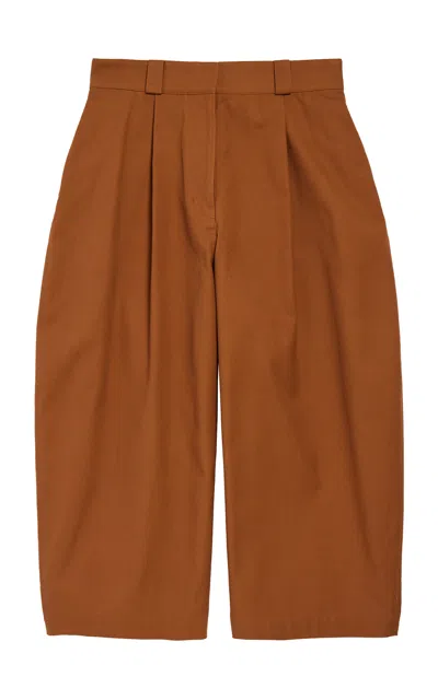 Balenciaga Cropped Cotton Canvas Barrel-leg Pants In Brown