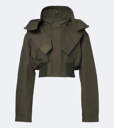 Balenciaga Cropped Cotton Jacket In Green