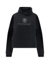 Balenciaga Hooded Design Cropped Cotton Sweatshirt In Black
