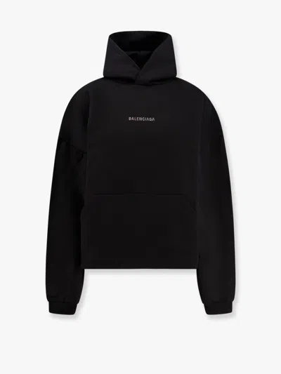 Balenciaga Cropped Cotton Sweatshirt With Rhinestones Logo