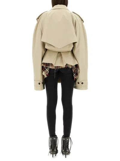 Balenciaga Cropped Cotton Trench Coat In Neutral
