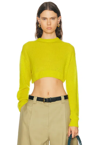 Balenciaga Cashmere Open-knit Crop Sweater In Yellow