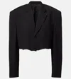 Balenciaga Cropped Distressed Blazer In Black
