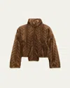 Balenciaga Cropped Jacket With Raised Cable Pattern In Brown