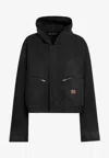 Balenciaga Cropped Hooded Jacket In Black