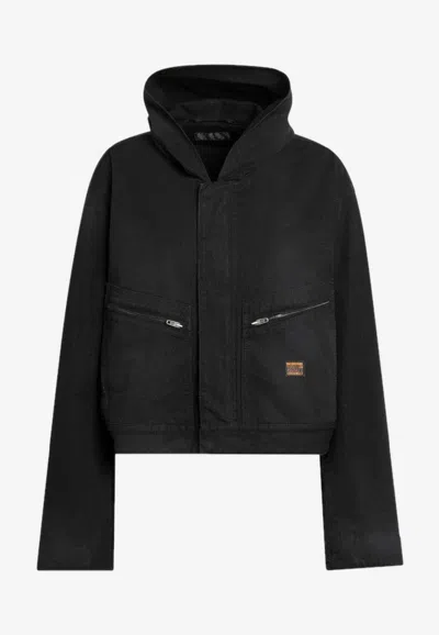 Balenciaga Cropped Hooded Jacket In Black