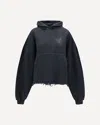 Balenciaga Distressed Nail Polish Hoodie With Front Pocket In Blue