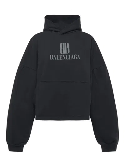 Balenciaga Cropped Hoodie Clothing In Black