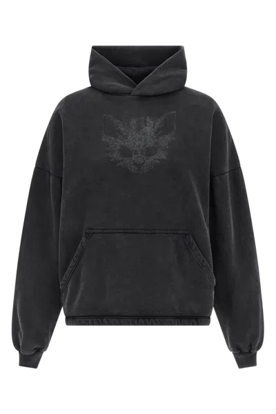 Balenciaga Hooded Cropped Sweatshirt Long Sleeves In Black