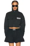 Balenciaga Cropped Technical Faille Track Jacket In Black
