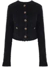 Balenciaga Crop Bouclé Cardigan In Black
