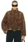 Balenciaga Cropped Jacket With Raised Cable Pattern In Brown