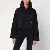 Balenciaga Cropped Jacket With Hood In Black In Black