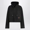 Balenciaga Cropped Jacket With Hood In Black In Black
