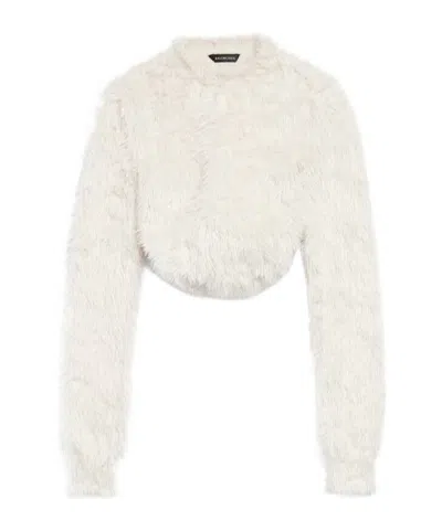 Balenciaga Cropped Jumper In White