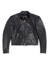 Balenciaga Cropped Leather Biker Jacket