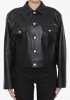Balenciaga Black Cropped Jacket With Silver-tone Branded Buttons In Super Smooth Leather Woman In Black