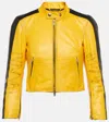 Balenciaga Cropped Distressed Leather Jacket In Yellow