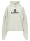 Balenciaga Logo Cropped Hoodie With Dropped Shoulders In Neutral