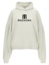 Balenciaga Logo Cropped Hoodie With Dropped Shoulders In Neutral