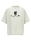 Balenciaga Cropped Logo T-shirt Short Sleeves In Neutral