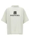 Balenciaga Cropped Logo T-shirt Short Sleeves In Neutral