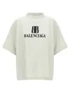 Balenciaga Cropped Logo T-shirt Short Sleeves In Neutral