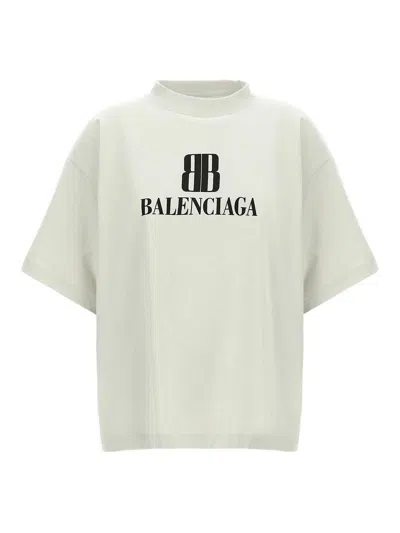 Balenciaga Cropped Logo T-shirt In Gray