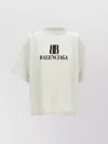 Balenciaga Cropped Logo T-shirt Short Sleeves In Neutral