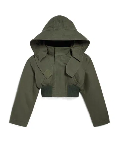 Balenciaga Cropped Military Parka In Green