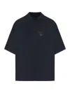 Balenciaga Black T-shirt With Logo Embroidery On The Front And Maxi Logo Lettering On The Rear In Cotton Woman