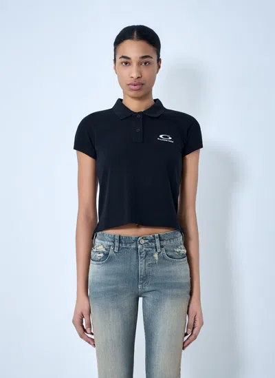 Balenciaga Women Cropped Polo Shirt In Black
