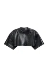 Balenciaga Cropped Shiny Leather T-shirt In Black