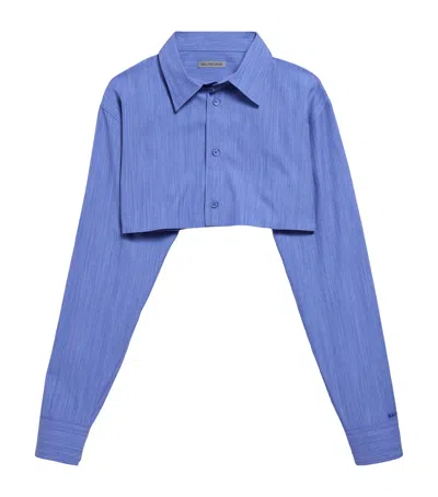 Balenciaga Cropped Shirt In Blue