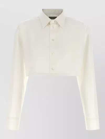 Balenciaga Cropped Shirt Long Sleeves Buttoned Cuffs Collar In Orange