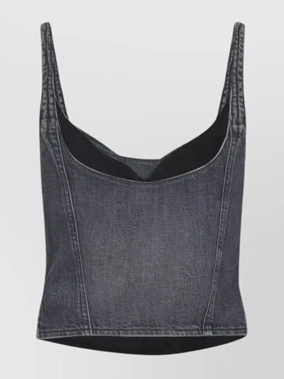 Balenciaga Cropped Sleeveless Top Scoop Neck In Black