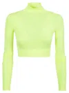 Balenciaga Cropped Sweater With High Neck In Green