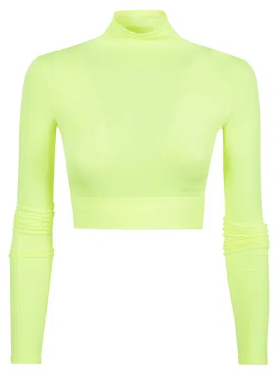 Balenciaga Cropped Sweater With High Neck In Green