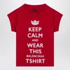 Balenciaga Mini Cropped Crew-neck T-shirt With Keep Calm Logo In Red