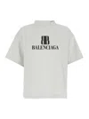 Balenciaga Cotton Tshirt With Logo Print In White