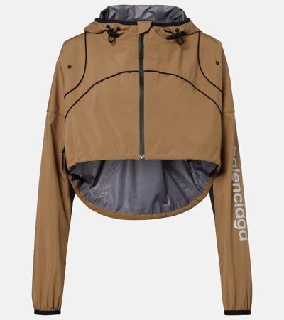 Balenciaga Cropped Taffeta Jacket In Brown
