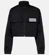 Balenciaga Cropped Technical Faille Track Jacket In Black