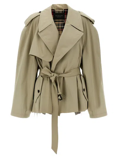 Balenciaga Cropped Trench Coat In Cream
