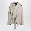 Balenciaga Beige Cropped Trench Coat In Cotton Twill