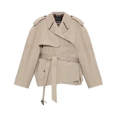 Pre-owned Balenciaga Cropped Trench Jacket 'beige' | Tan | Women's Size 3 In Brown